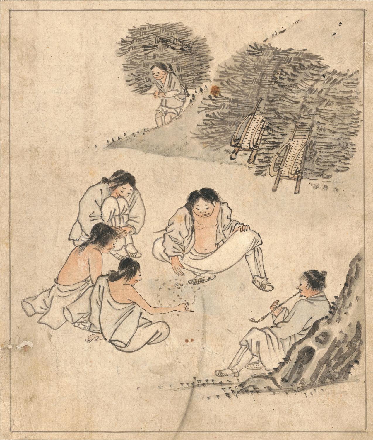 윷놀이擲柶/ 단원풍속도첩 檀園風俗圖帖