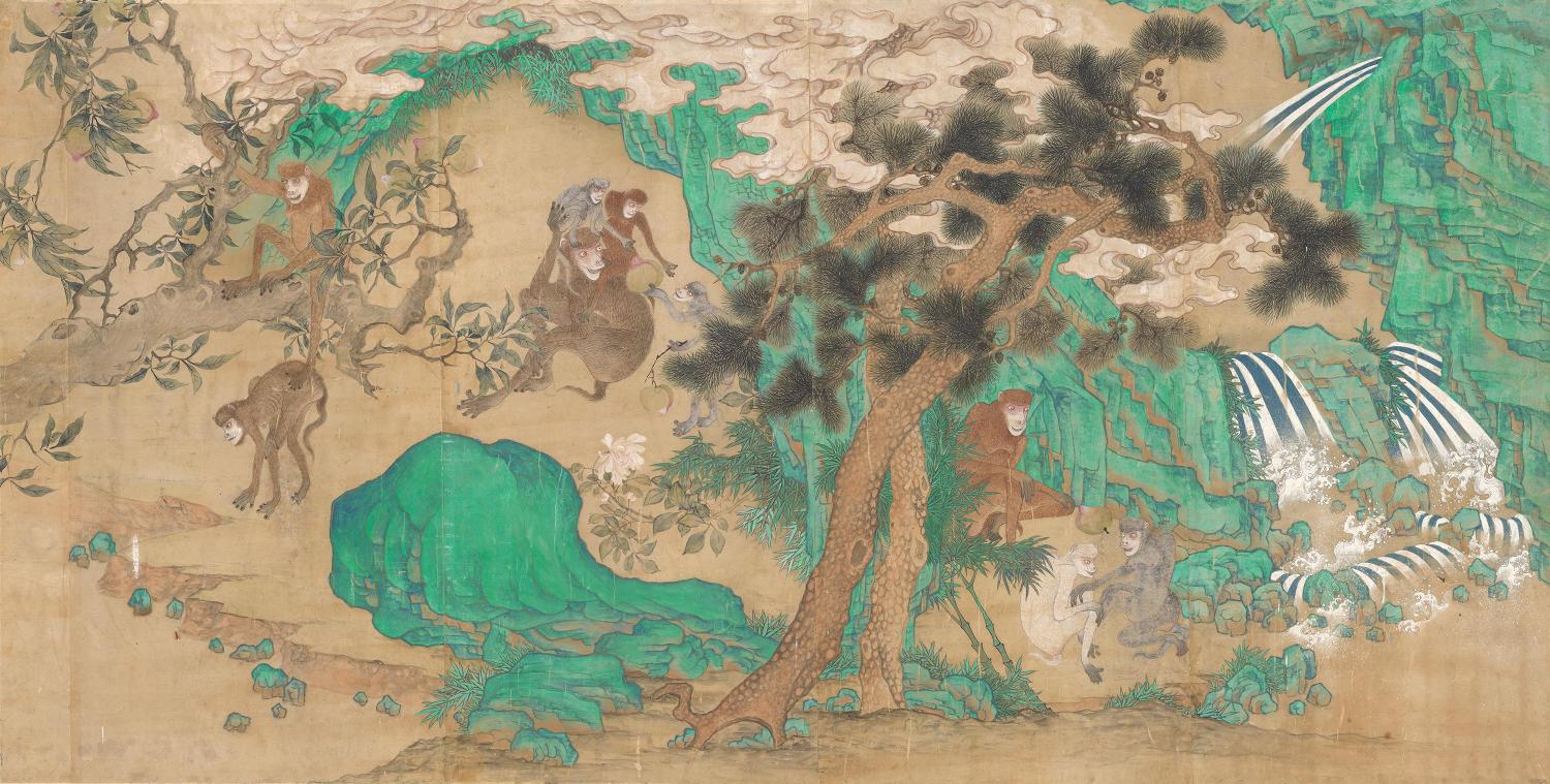 신선 세계의 복숭아와 원숭이  猿猴蟠桃圖